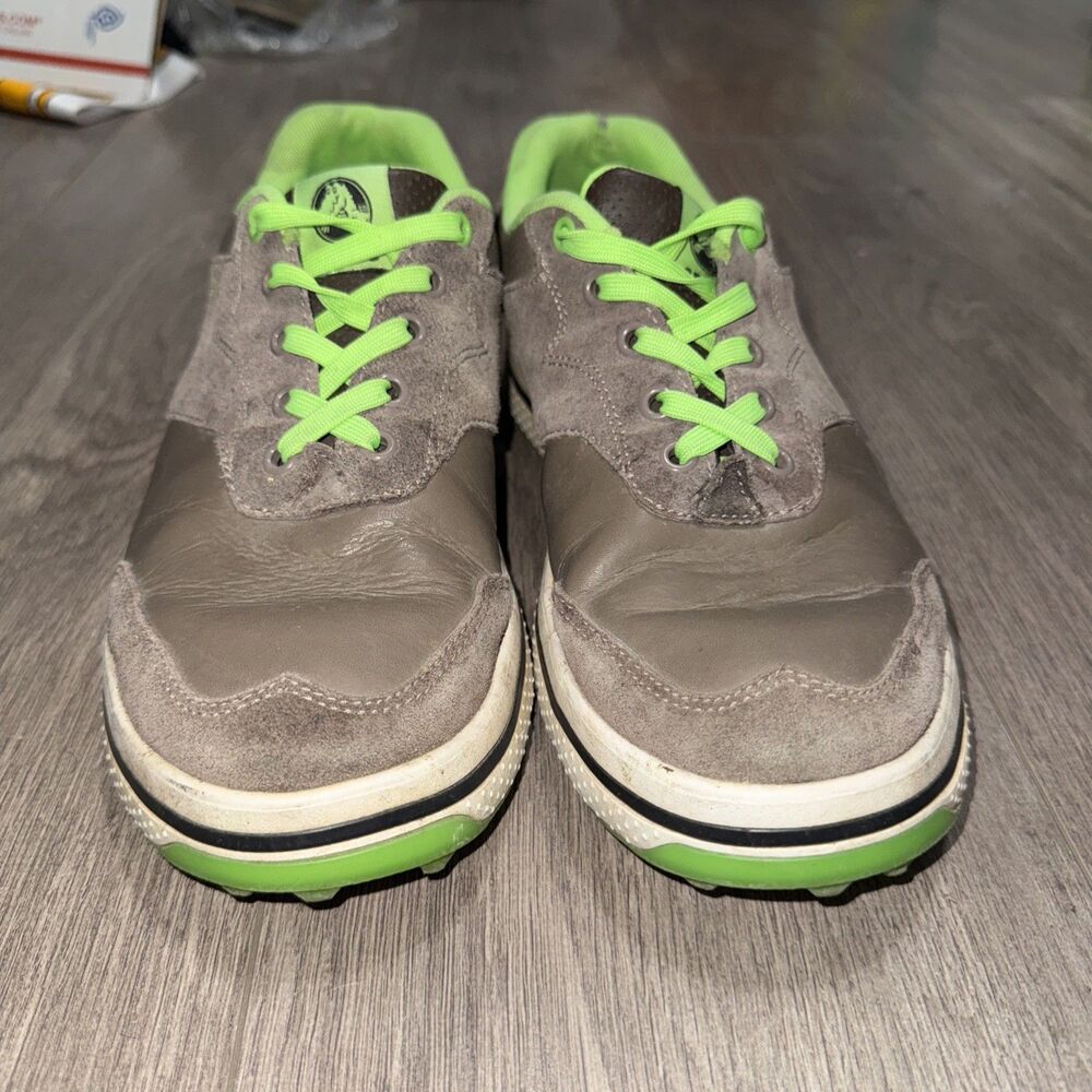 Crocs Golf Men's US 10.5 Leather Gray Green Shoes Sneakers 15160 - Picture 2 of 7